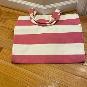 Pink & White Large Beach Bag
